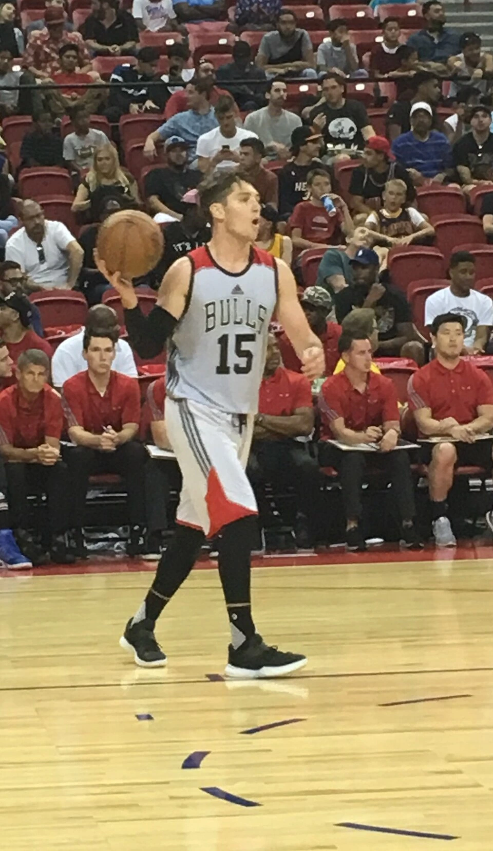 Ryan Arcidiacono in a Chicago Bulls uniform during a basketball game