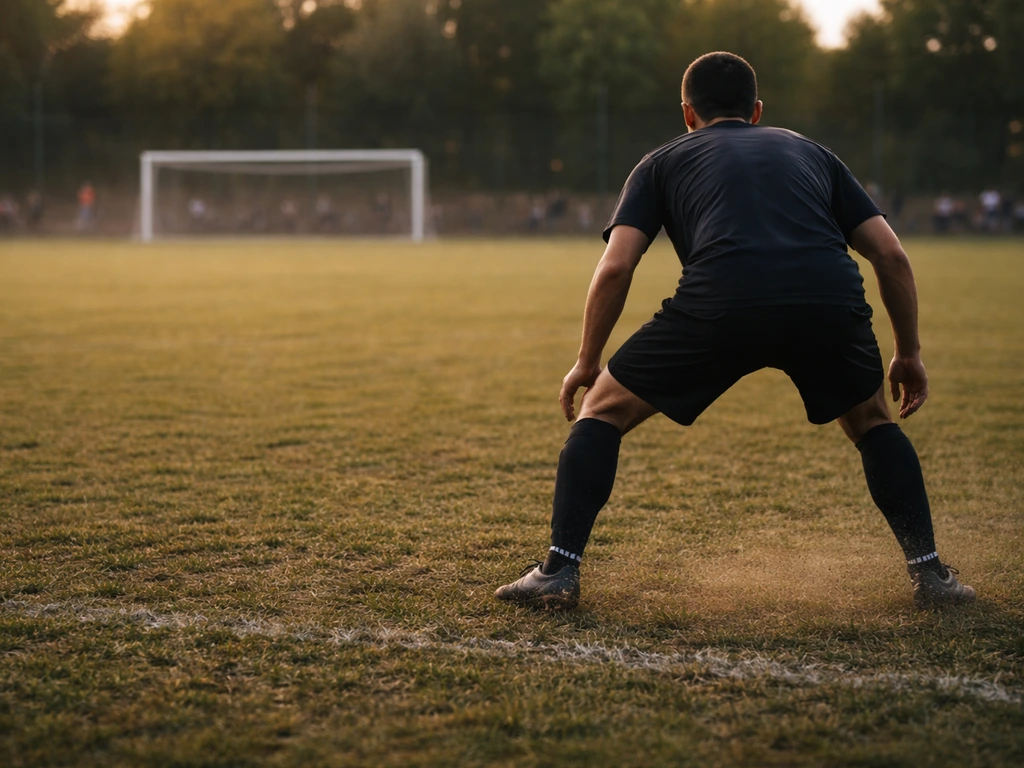 Soccer-focused training field scene suggesting a pro defender’s on-field role, seen from street-level.