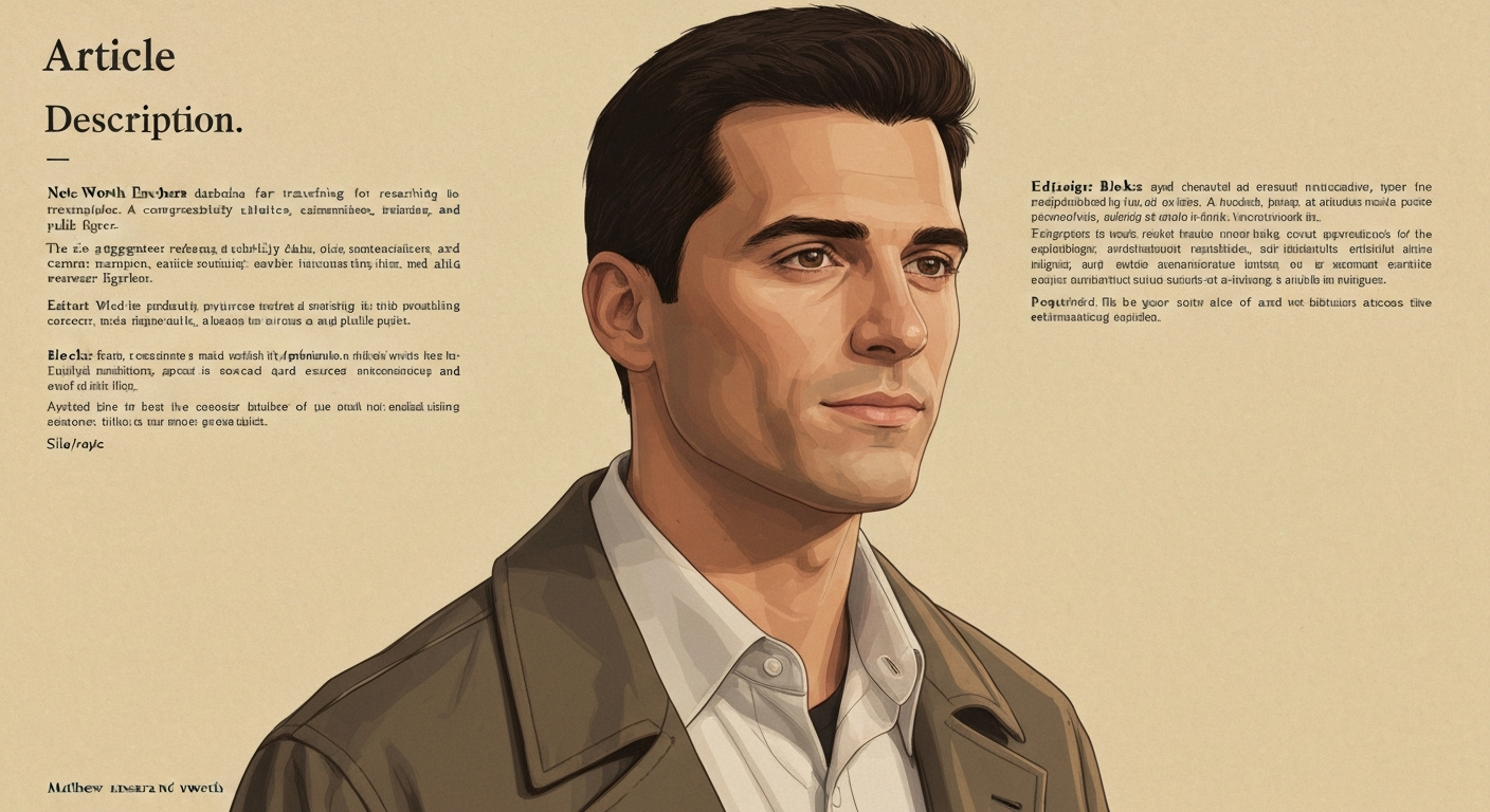 Editorial-style illustrated portrait of Matthew Michael Ansara (1965–2001), head and shoulders, warm muted tones, respectful expression.